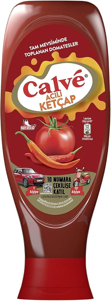 Calve Ketçap Acılı Tam Mevsiminde Toplanan Domatesler Hafif Orta Acı 610 g