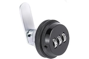 QOTSTEOS 3-stelliges Nockenschloss, Briefkasten, Zinklegierung, Nockenschloss, Zahlenschloss, Sicherheit, Hardware, Tür, Schubladen, 3-stellig, drehbare Zungen, Nockenschloss für Schrank (schwarz)