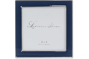 LAWRENCE FRAMES 4 x 4 srebrna metalowa i granatowa emaliowana ramka na zdjęcia