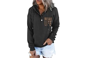 QWUVEDS Mit Tasche Pullover Oberteile Lange Damen Ärmel Sweatshirts Daunen Hoodies Button Damen Hoodies & Sweatshirts Hoodie Schwarz Damen-Kapuzenpullover Im Oversize-Look Athletic Sweatshirt Pullover Damen