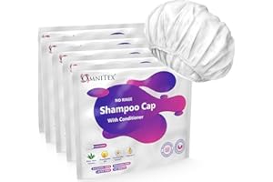 5pk - Omnitex Premium Rinse Free Shampoo Cap - Microwaveable | With Conditioner & Vitamins | Nourish & Protect with Herbal Extracts & Barrier Cream | No Water, No Parabens, Latex Free, Alcohol Free