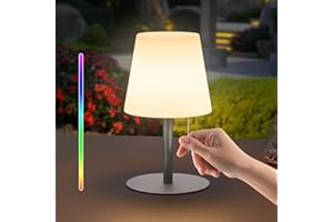 ‎UUFFOO Led Tischlampe Outdoor,Led tischlampe kabellos für Außen 8 Farben mit Warmweiß Farbwechsel Dimmbar,Led tischleuchte kabellos IP44 Wasserdicht für Innen/Außen Schlafzimmer（Lampenschirm A,Silber）