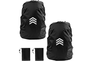 humpun Waterproof Backpack Cover, Reflective Backpack Cover Waterproof, Rucksack Cover Waterproof with Buckle Strap, High Visibility Rain Waterproof Bag Cover for Outdoor Hiking, Travel, Rainy, M 40L