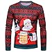 Price comparison product image BHYDRY Christmas T-Shirts Mens Autumn Winter Christmas Printing Top Long-Sleeved T-Shirt Blouse(UK-16/CN-2XL,Red-B)