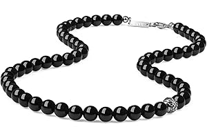 GAVU Collier Perle Homme, Collier Fleur de Lis, Collier Acier Inoxydable Homme