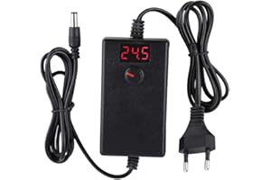 DIYEENI 24W 9-24V LED Digitalanzeige Netzteil, Einstellbar Dimmbares Netzteiladapter, 100-240V Regelbar Netzteil mit Anzeige(EU-STECKER)