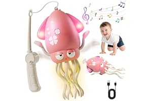 Dolanus Toys for 3+ Year Old Kids: Dancing Crawling Octopus Sensory Baby Toy, Gifts for Boys Girls Age 1 2 3 4 Years Old Birthday, Musical Squid with Light for 12-18 Months Walking Toddlers (Pink)