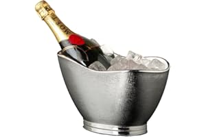 ABEL DESIGN, Glacette per Vino Petit Royal, Porta Bottiglie Vino e Porta Ghiaccio in Polipropilene Metallizzato Argento, Secchiello Bevande Dim 16,5 cm, h 27 cm, Made in Italy