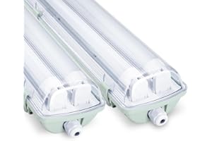‎VIGEVEE Vigevee LED Feuchtraumleuchte Wannenleuchte 150cm 2 x 24w 4800LM Kaltweiß 6500K Doppelt T8 LED Röhre, IP65 Wasserfest Feuchtraumlampe Werkstattlampe für Garage, Keller, Büro - 2 Stück