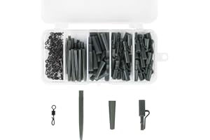 Jubaopen 120 Stück Karpfen Zubehör Karpfen Angeln Karpfen Fischereigerät Angelzubehör Set Karpfenangeln Tackle Box Schnellwechselwirbel Sicherheits Blei Clips zum Karpfenangeln