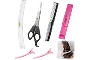 ENIYOU 6 pcs Cortar Flequillo Recto Clip Herramientas de Corte de Cabello y Tijeras Peine de Dos Puntas Clips Herramienta de Corte de Cabello Profesional Para el Hogar Kits de Estilo de Recortadora