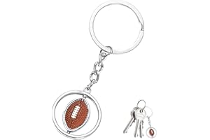 BIVOFU Drehbarer American Football Schlüsselanhänger im 3D-Design/Ultimatives Geschenk für Fußballfans und Spieler, silberfarben – für Sportbegeisterte aller Altersgruppen