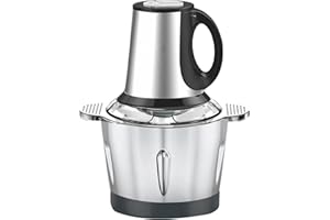 Tritacarne Elettrico 500W in Acciaio Inox con Capacità di 3L - 2 Livelli di Velocità, MOKEKA Protezione dal Surriscaldamento, 4 Lame in Acciaio per Carne, Verdura e Frutta