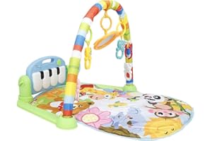 HOMEWELL Baby-Spielmatte mit Musik und Lichtern, Kick-and-Play-Klavier, Fitnessmatte mit abnehmbarem Klavierspielzeug, Spielmatte mit Spielbogen, Babyausstattung für Neugeborene, Lernspielzeug ab 0 Monaten