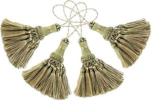 BEL AVENIR 4 Pack Handmade Elegant Polyester Tassel Colorful Tassels for Key Chain Straps DIY Decorative Accessories (Green)
