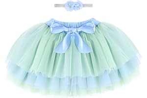 ANIMQUE Baby Kleinkind Mädchen Tutu Rock Prinzessin Rock Mini Tiered Super Soft Tüllrock Elastische Taille Ballett Tanzrock mit Windelüberzug + Stirnband
