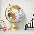 RIZIK STORE™ Educational World Globe with Heavy Metal ARC and Base / Home Decor /Political Globe/Office Globe/Globes for Kids & Students (8" White gold)