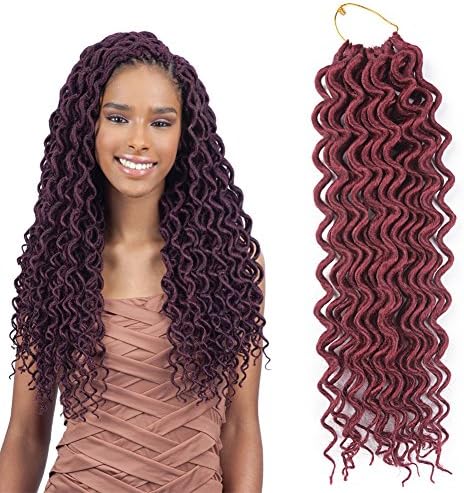 6Packs Curly Faux Locs Crochet Braids Braiding Hair Extensions 18inch 24Roots Soft Deep Faux Locs Havana Mambo Crochet Dreadlocks Braiding Hair (BUG)
