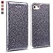 Produktbild OKZone iPhone 8 Hülle,iPhone 7 Hülle, Luxus Glitzer Bling Premium PU Leder Handyhülle Brieftasche Hülle Schutzhülle Tasche Case Cover für Apple iPhone 8 / iPhone 7 4.7" (Silber Grau)