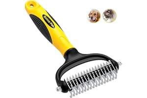 BONVE PET Brosse Chien Brosse Chat, Brosse Pour Chiens, Brosse Chien Poil Long, Râteau de Toilettage pour chien et Chat Réduit Efficacement la Perte de Cheveux Jusqu'à 95% (Jaune)