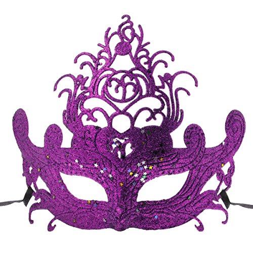 Venezianische Maske / Halbmaske mit Federn und Glamour Glitzer, verschiedene Modelle