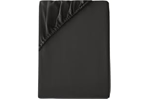 BELDORA Anti-Allergy Anti-Bacterial Brushed Microfibre Polyester Fitted Bed Sheet - 28cm Depth, Easy Care, Fade Resistant (Black, Double)