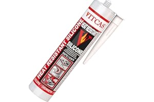 VITCAS Heat Resistant Silicone - Excellent Adhesion - Glass and Glazed Surfaces - Enamel Ceramics - Impregnated and Painted Wood – Plastics - Flexible Sealant - Designed for Joints - Black Finish - 310ml
