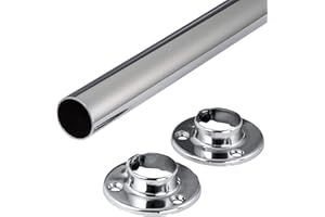 Gedotec Kleiderstange Wandmontage rund | 1 Set Garderobenstange mit 2 Stk Schrankrohrlager Chrom glänzend poliert | POLE | Möbelrohr Stahl 1000 mm Länge Ø 25mm - 60 kg Tragkraft | Kleiderstange Wand