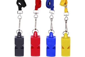 WEONE 4 Pack Silbato Arbitro Baloncesto Fútbol Plástico Silbato del árbitro Fuerte de árbitro con Protección Boca para Deportes, Fiesta, Adiestramiento Canino, Supervivencia