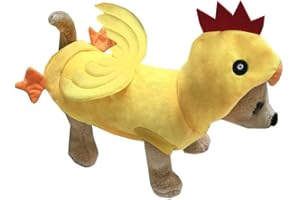 Mogokoyo Funny Dog Chicken Costume, Pet Halloween Rooster Cosplay Dress, Adorable Cat Apparel Animal Warm Outfits Clothes(M Size, Yellow)
