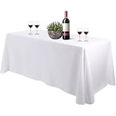 Bea's Party Rectangular Tablecloth for Large Table, Polyester Fabric, 229 cm x 335 cm, XXL, White, Quality, Machine Washable,