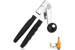 Gugxiom Apriscatole a manovella, Apriscatole manuale in acciaio inox, Apriscatole di sicurezza commerciale con manico, Gadget da per gli anziani, Default