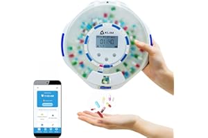 KLIM Smart Pill Dispenser Machine with Alarm + WiFi App Monitoring + 28 Day Medicine Dispenser + Automatic Pill Dispenser for Elderly with Alarm & Alzheimers Care + Lock Key + New 2024
