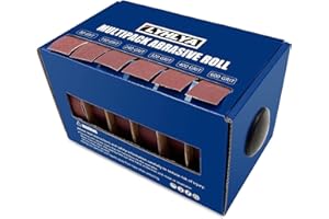 LYHLYA Schleifpapierrollen-Sortiment, 2,5cm x 8m Schleifpapier 6 Körnungen Schleifpapier mit Spender Schmirgelleinen für Holz Möbel Finishing Automotive Polieren, 80/150/240/320/400/600