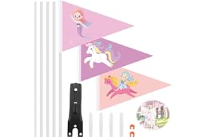 Lets Joy Fanion de Vélo, Drapeau De Vélo pour Enfant, Drapeau Vélo pour vélo d'enfant, Drapeau de Sécurité avec Support de Montage de Vélo, Réglable Fanion de Vélo pour Vélo Scooter Camions