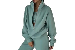 Shujin Damen Jogginganzug Fleece 2 Stück Outfits y2k Langarm Oversized Pullover mit Reißverschluss und Jogginghosen Warm Freizeitanzug Sportswear Traingsanzug Sportanzug