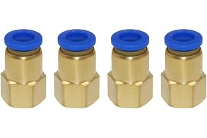 CNCTEC Pneumatisk plugg skruv med inre gänga 1/4 tum till 6 mm 4 stycken push in-anslutning industriell kvalitet (1/4 tum - 6 mm)
