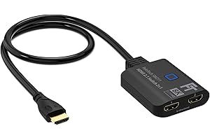 FeinTech SW211 HDMI 2.1 Switch 4k 120Hz 2 in 1 Out oder 1 in 2 umschaltbare Ausgänge (bidirektional) mit integriertem HDMI-Kabel, 8K, 48Gbps, unterstützt HDR, VRR, ALLM und Dolby Vision