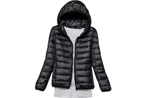 HAXNOHEY Doudoune Legere Femme Doudoune Légère Femme Hiver Veste Doudoune Capuche Fine Ultralight Femme Grande Taille Veste Matelassée Puffer Jacket Femme Blouson Doudoune Duvet Plume Cintrée Oversize Femme