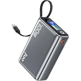 Juo 25000mAh 100W LED Ekranlı Type-C Kablolu Powerbank USB-A + USB-C Macbook Notebook Telefon Taşınabilir PD Hızlı Şarj Cihaz