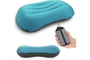 JOVRUN Ultralight Inflatable Pillow, Compressible Compact Comfortable Ergonomic Inflatable camping pillow with Storage Bag for Neck Support Blow Up Pillow for Hiking Camping Traveling Orange 42*31*10cm