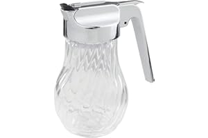 FMPROFESSIONAL FM PROFESSIONAL Dispensador Multiusos con Asa 280 ml Dispensador de Líquido Azucarero de Cristal Dosificador con Palanca en Acero Inoxidable Dispensador de aceite Transparente 9,5x8x10cm