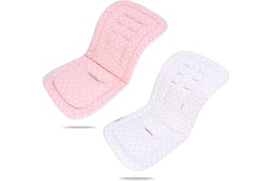 LAT LEE AND TOWN LAT Universal Colchoneta para Sillas de Paseo, Algodón Funda Universal Carro Bebe, Cojín Silla de Paseo para Cochecito de Doble Cara, Funda para Asientos de Cochecito para Bebés (Estrellas Rosas)