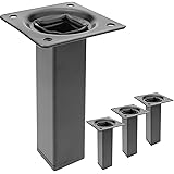 Pies Cuadrados Para Mesa Y Mueble. Patas En Acero Negras De 10cm 4-pack | Leroy Merlin