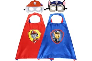 Tomicy Costume Pat Patrouille,Masque Pat Patrouille Anniversaire,Cape Pat Patrouille Enfant,Lavable Masque Feutre Dessin Animé Enfants,Cape Magique Enfant 3-12 Ans Pour Fête Anniversaire,Carnaval