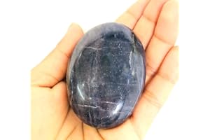 CRYSTALMIRACLE Piedra preciosa de iolita Piedra de palma Cristal Curación Reiki Bienestar Chakra Equilibrio Regalo Piedra de bolsillo Paz Hecho a mano
