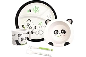 NOHLERLIFE Zestaw naczyń dla dzieci, 5-częściowy zestaw naczyń dla małych dzieci, zawiera talerze dla dzieci, miskę, kubek, łyżkę, widelec, naczynia z melaminy, nadają się do mycia w zmywarce, nie zawierają BPA