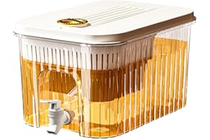 Cymwer 5LRefrigerator Cold Water jug with Faucet Large Capacity Fruit Tea Beverage Barrel Sealed high Temperature Resistant Plastic Beverage Dispenser