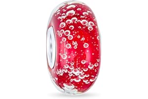 Bling Jewelry Murano Glass .925 Sterling Silver Core green Pink Blue Aqua Red Ocean Bubble Spacer Charm Bead Fits European Bracelet For Women Teen