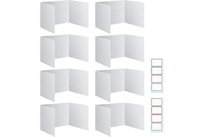 Qobobo Trennwand Schreibtisch, 8 Stück Sichtschutz Schreibtisch Faltbare Tischtrennwand, U-förmiger Trennwände Lernbüro Grundschule Tragbarer Trennwand mit 8 Etiketten